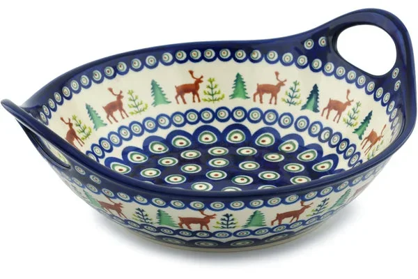 10″ Bowl with Handles – Reindeer In The Pines