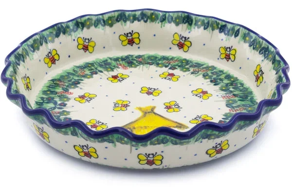10″ Fluted Pie Dish – Bee Happy