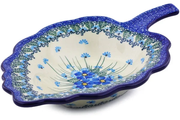 10″ Leaf Shaped Bowl – Forget Me Not