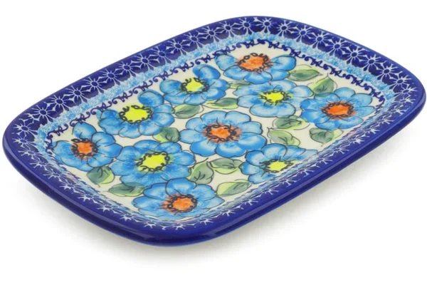 10″ Platter – Bold Blue Poppies