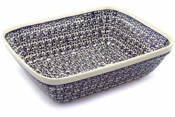 10″ Rectangular Baker – Black Lace Vines