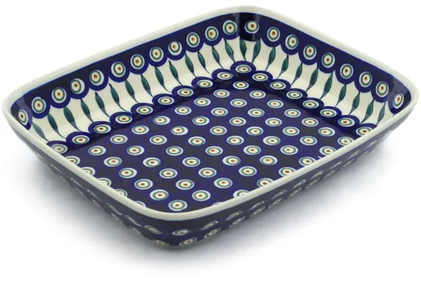 10″ Rectangular Baker – Peacock Leaves