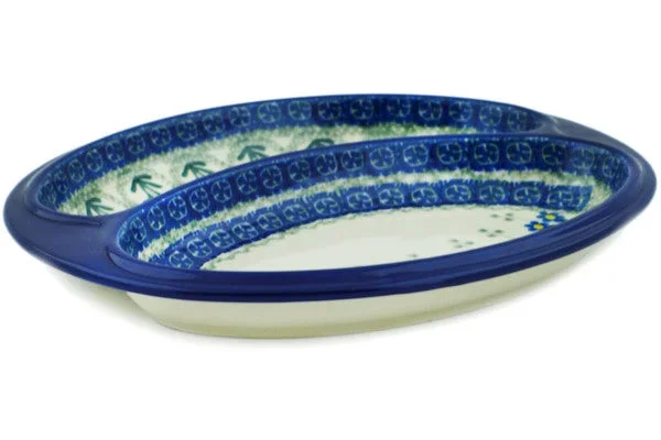 10″ sausage plate – Blue Daisy Circle