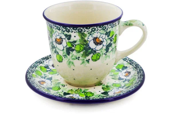 10 oz Cup with Saucer – Daisies Wreath