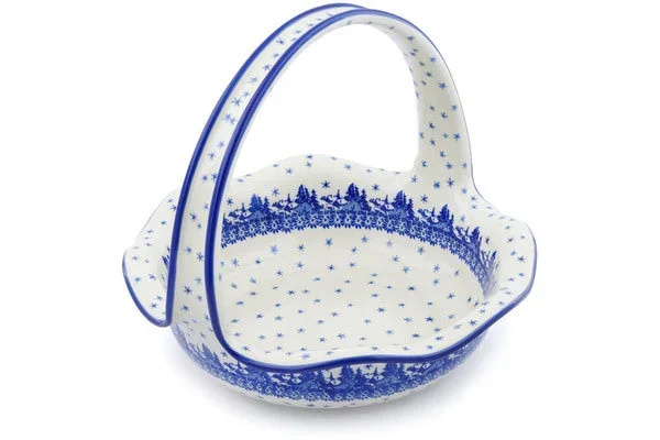 11″ Basket with Handle – Blue Winter