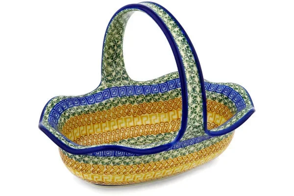 11″ Basket with Handle – Grecian Sea