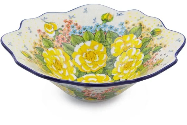 12″ Scalloped Bowl – L38 Yellow Elegance