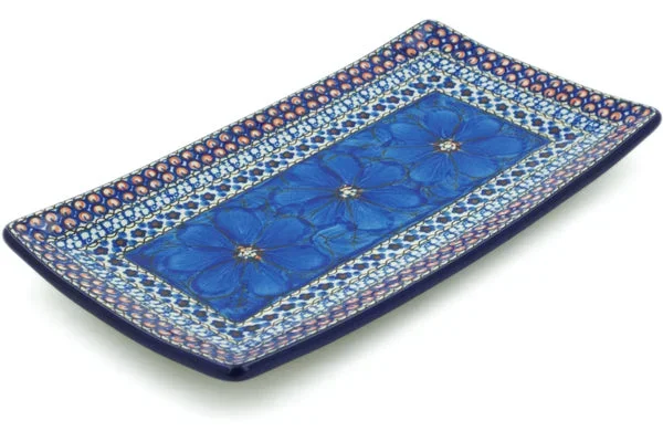 12″ Sushi Tray – Cobalt Poppies