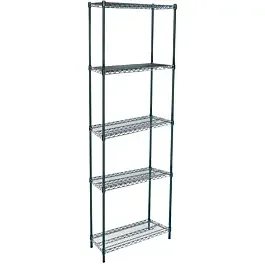 14″D x 24″L Green Epoxy Wire Shelving Kit, 5-Shelf, NSF Listed