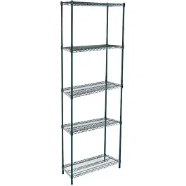 14″D x 30″L Green Epoxy Wire Shelving Kit, 5-Shelf, NSF Listed