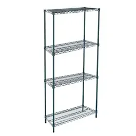 14″D x 30″L x 74″H Green Epoxy Wire Shelving Kit, 4-Shelf, NSF Listed