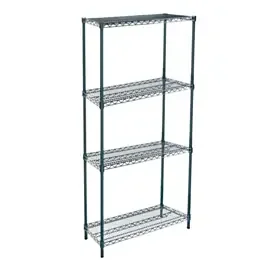 14″D x 36″L x 74″H Green Epoxy Wire Shelving Kit, 4-Shelf, NSF Listed