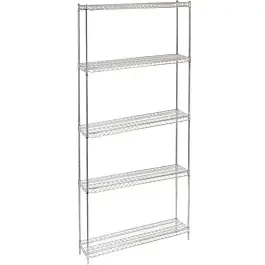 14″D x 42″L Chrome Wire Shelving Kit, 5-Shelf, NSF Listed