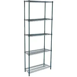 14″D x 42″L Green Epoxy Wire Shelving Kit, 5-Shelf, NSF Listed