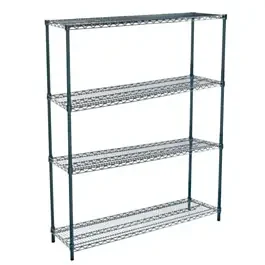 14″D x 60″L x 64″H Green Epoxy Wire Shelving Kit, 4-Shelf, NSF Listed