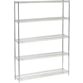 14″D x 72″L Chrome Wire Shelving Kit, 5-Shelf, NSF Listed