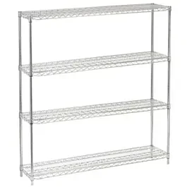 14″D x 72″L x 64″H Chrome Wire Shelving Kit, 4-Shelf, NSF Listed