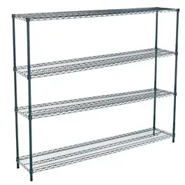 14″D x 72″L x 74″H Green Epoxy Wire Shelving Kit, 4-Shelf, NSF Listed