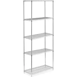 18″D x 36″L Chrome Wire Shelving Kit, 5-Shelf, NSF Listed