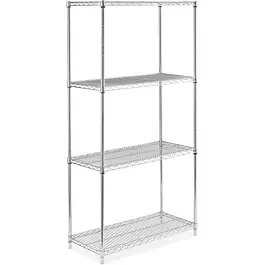 18″D x 36″L x 74″H Chrome Wire Shelving Kit, 4-Shelf, NSF Listed