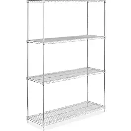 18″D x 48″L x 74″H Chrome Wire Shelving Kit, 4-Shelf, NSF Listed