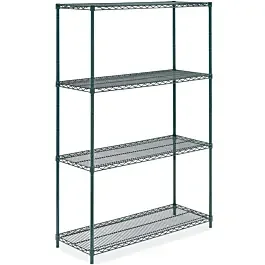 18″D x 48″L x 74″H Green Epoxy Wire Shelving Kit, 4-Shelf, NSF Listed
