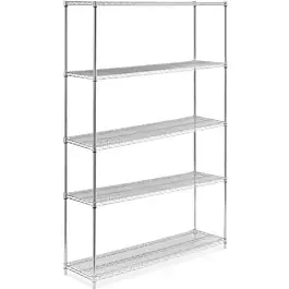 18″D x 60″L Chrome Wire Shelving Kit, 5-Shelf, NSF Listed