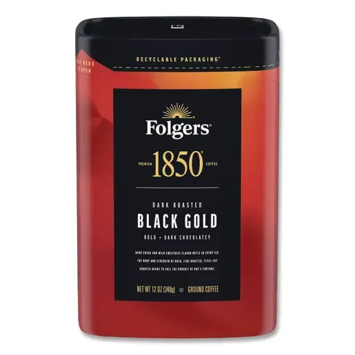 1850 FOL12722EA Black Gold Roast Ground Coffee, 12 oz Canister