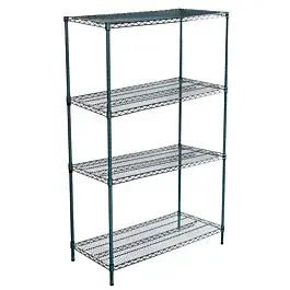 21″D x 42″L x 74″H Green Epoxy Wire Shelving Kit, 4-Shelf, NSF Listed