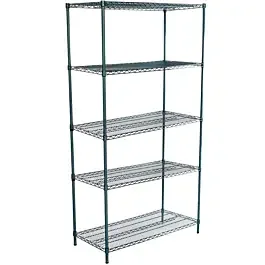 21″D x 48″L Green Epoxy Wire Shelving Kit, 5-Shelf, NSF Listed