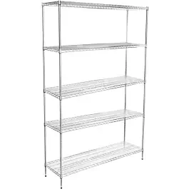 21″D x 54″L Chrome Wire Shelving Kit, 5-Shelf, NSF Listed