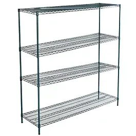 21″D x 60″L x 64″H Green Epoxy Wire Shelving Kit, 4-Shelf, NSF Listed