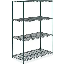 24″D x 48″L x 74″H Green Epoxy Wire Shelving Kit, 4-Shelf, NSF Listed