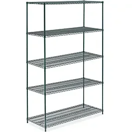 24″D x 60″L Green Epoxy Wire Shelving Kit, 5-Shelf, NSF Listed