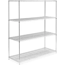 24″D x 60″L x 74″H Chrome Wire Shelving Kit, 4-Shelf, NSF Listed