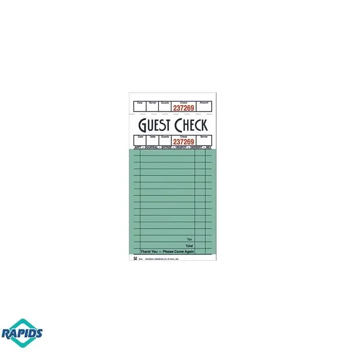 3-1/2 X 6-3/4 Paper Guest Check, 1 Pack