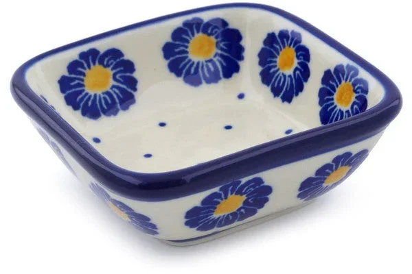 3″ Square Bowl – Blue Zinnia