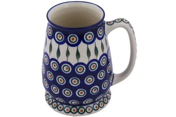 34 oz Beer Mug – Peacock Leaves