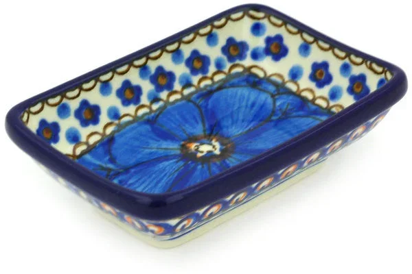 4″ Condiment Dish – Cobalt Poppies