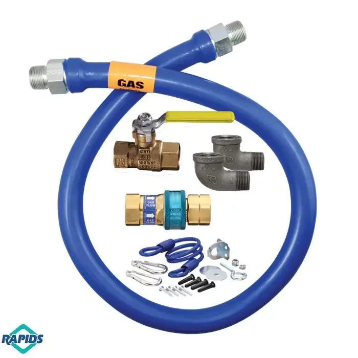 48″ Gas Connector Kit, 1″ Dia. with Two Elbows, Restraining Cable