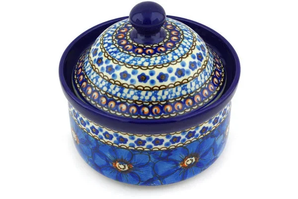 5″ Jar with Lid – Cobalt Poppies