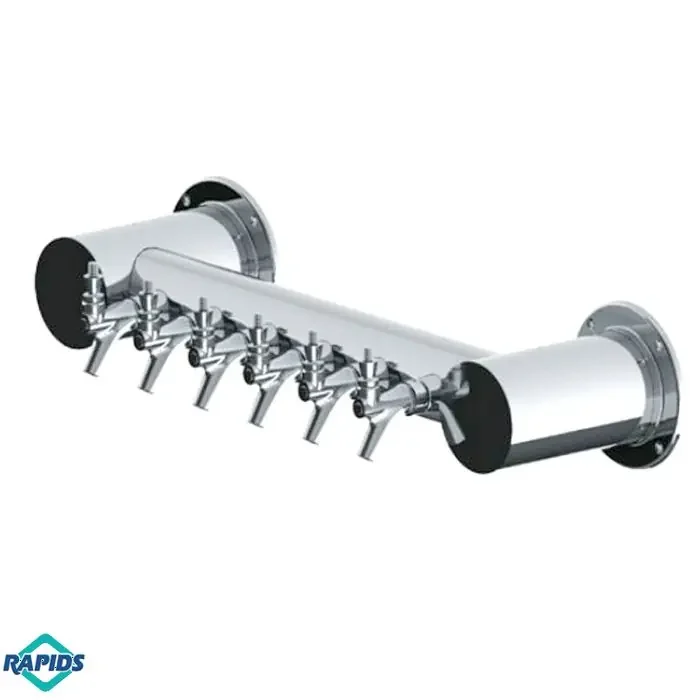 6 Faucet Overpass Wall Mount Tower, SS Polished, Glycol Cooled