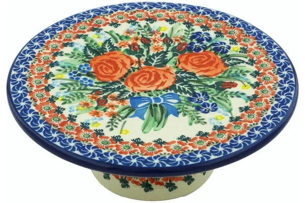 8″ Cake Stand – Blue Ribbon Roses