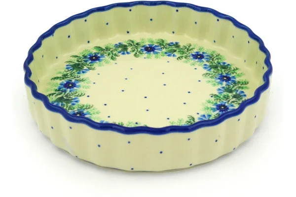 8″ Fluted Pie Dish – Blue Bell Wreath