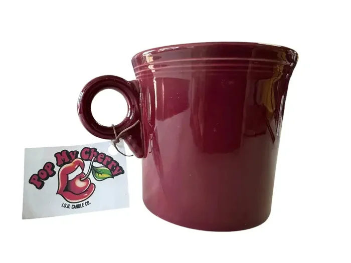 “Pop My Cherry Candle” By “ISH” .. In Cinnabar Ring Handle Mug