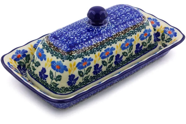 9″ Butter Dish – Blue Forget-Me-Nots
