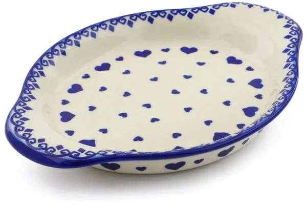 9″ Platter with Handles – Blue Valentine Hearts