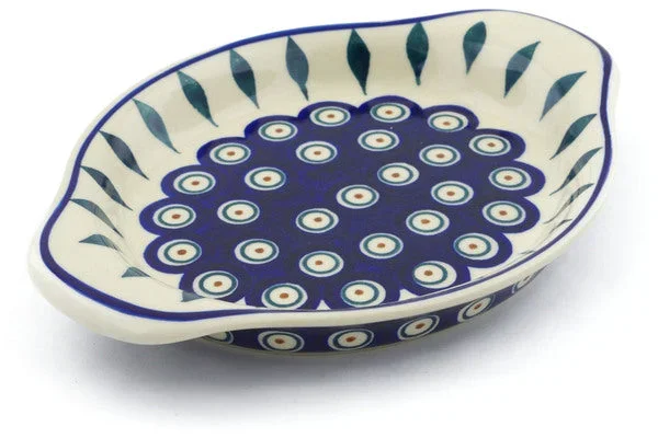 9″ Platter with Handles – Peacock