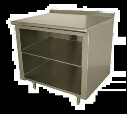 Advance Tabco EF-SS-368M Open Front Cabinet Base Work Table, with 14 Gauge Type 304 Stainless Steel Top, and 1 1/2″ Backsplash – 96″W x 36″D x 37″H