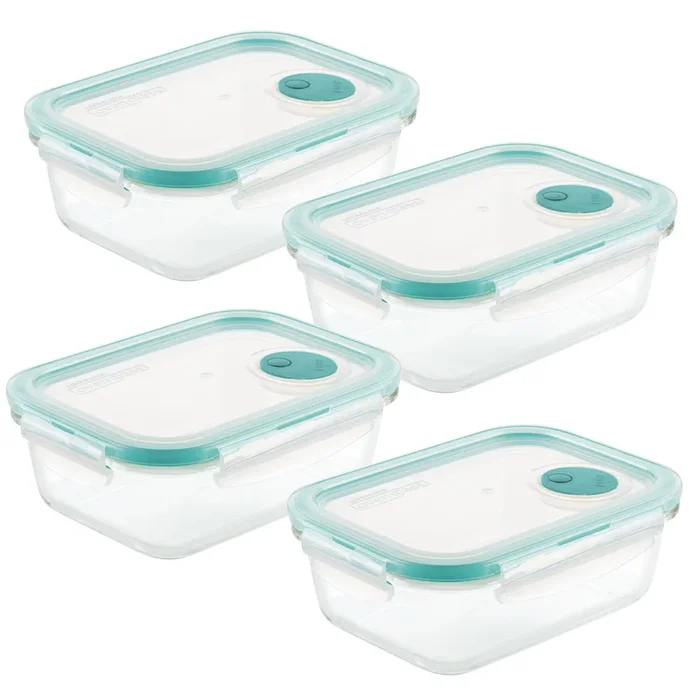 Airtight-Leakproof Borosilicate Glass 4-Piece 21-Oz. Vented Container Set